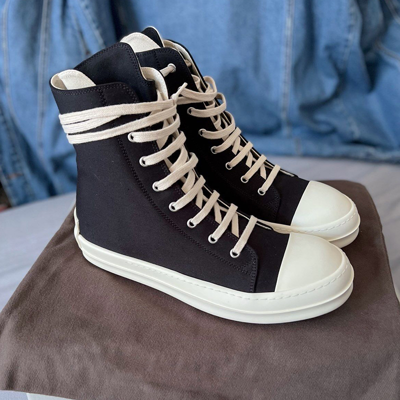 

Luxury Ricks Owens Designer Canvas Shoes Rick Boots For Mens Women Rubber Bottom Trainers ricks owen shoe High Top Sneakers Dhgate Platform Size 35-46, 10 black denim