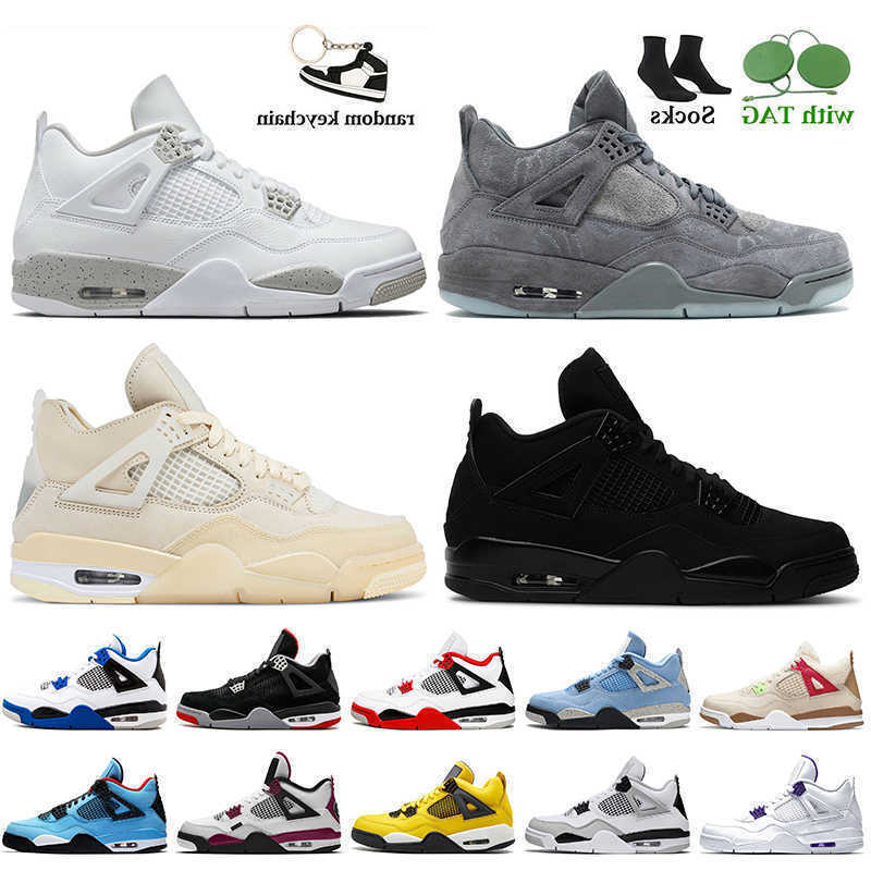 

WITH BOX Designer 2023 Top high Mens Basketball Shoes Women Sneakers Jumpman 4 4s Grey White Oreo Black Cat Sail Off Military University Blue Fire Red Bred Wild Thin, B10 military black 40-47