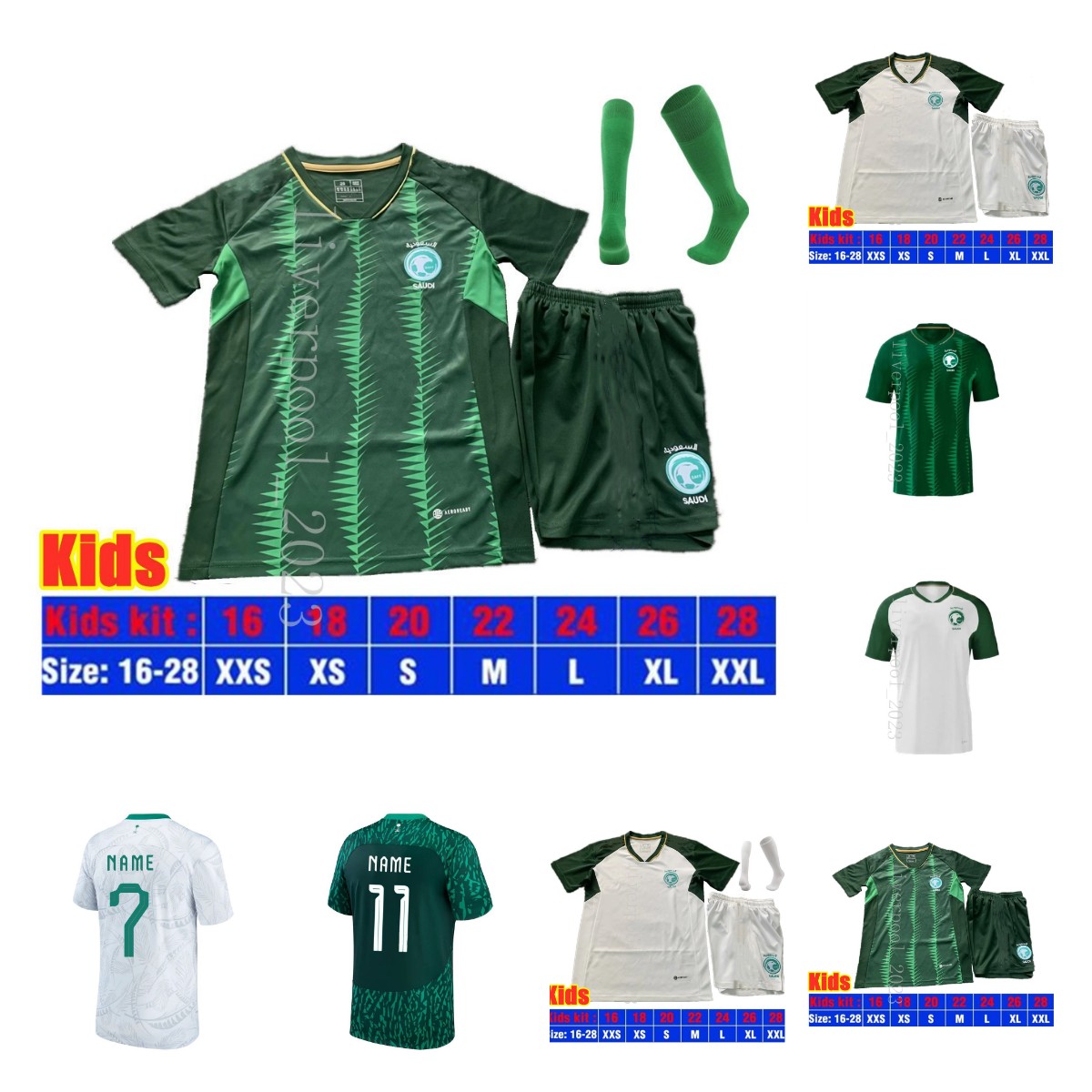 

2023 2024 Soccer Jerseys Saudi Arabia Soccer Jerseys FIRAS SALMAN SALEM Abdulelah Saleh FAHAD World Football Shirt 22 23 24 National Team Albirakan Buraikan uniform, Kids size