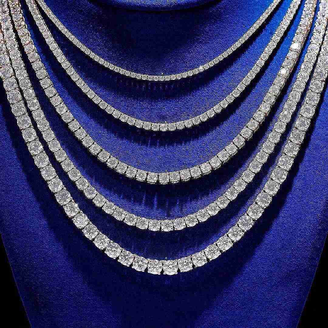 

Fine Necklaces Iced Out Moisanite Diamond Tennis 925 Silver Sterling Chains Moissanite Necklace