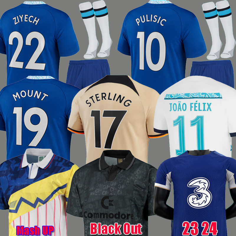 

PULISIC Chelsea 22 23 24 soccer jerseys JOAO FELIX STERLING KOULIBALY CUCURELLA HAVERTZ ZIYECH Black Out football shirt 2023 2024 MOUNT KANTE men kids kit 888