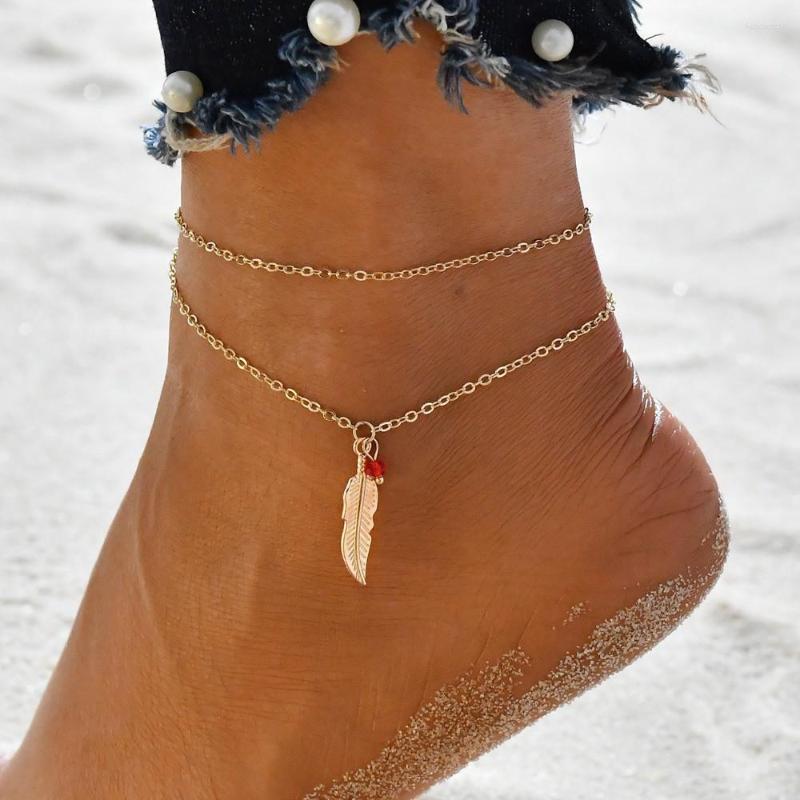 

Anklets ZG Fashion High Quality Friendship Anklet Gift Silver Plated Bead Feather Bracelet Foot Jewelry