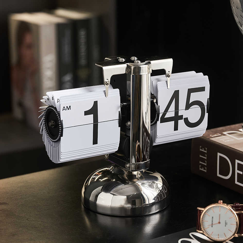 Luxury Designer Clocks Modern Home Flip Timer Quartz Light Luxury Living Room Decoration Desk Accessories Table Clock Free Shipping