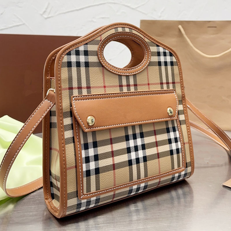 

Women Handbag Messenger Bag Check Style Plain Letter Lady Purse Tartan Shoulder Tote Bags Leather Handle Canvas Patchwork Pocket Totes Purse High Quality