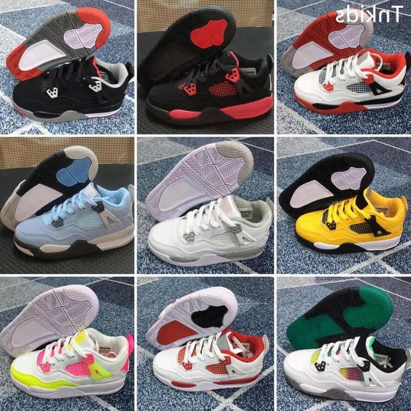 

Top Quality 2022 Gym Red 4s Toddler Shoes Bred Space Kids Basketball Sneaker Blue Baby Infant Size 28-35, Color 2