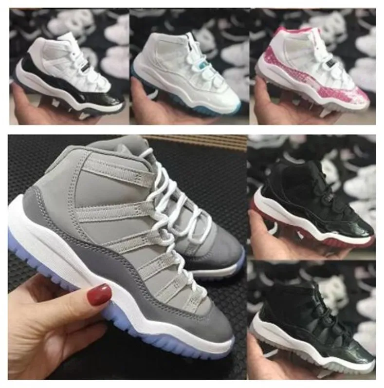 

Retro jordens 11 Kids Basketball Shoes Cool Grey Bred XI Gym Red Infant Children toddler Gamma Blue Concord 11S trainers boy girl tn sneaker, 10