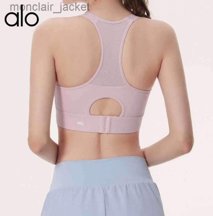 

Desginer Yoga Tops AloSports Bra Women's Shockproof Running Mesh Fitness Tank Top One Piece Cup Back Beauty Bra 23SSA, Purple2