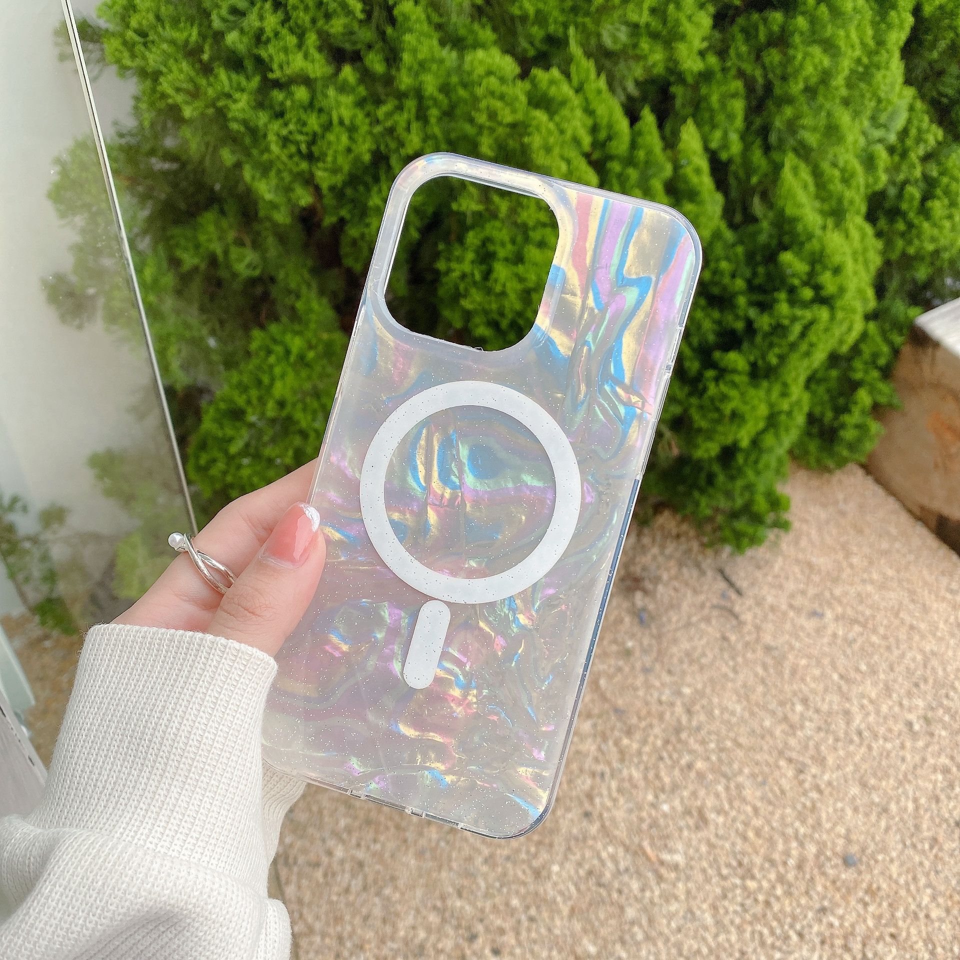 

Illusion Glitter Dream Shell Marble Fritillaria Phone Case For iPhone 11 12 13 14 Pro Max 14 Plus Laser Scrub Magnetic Cover