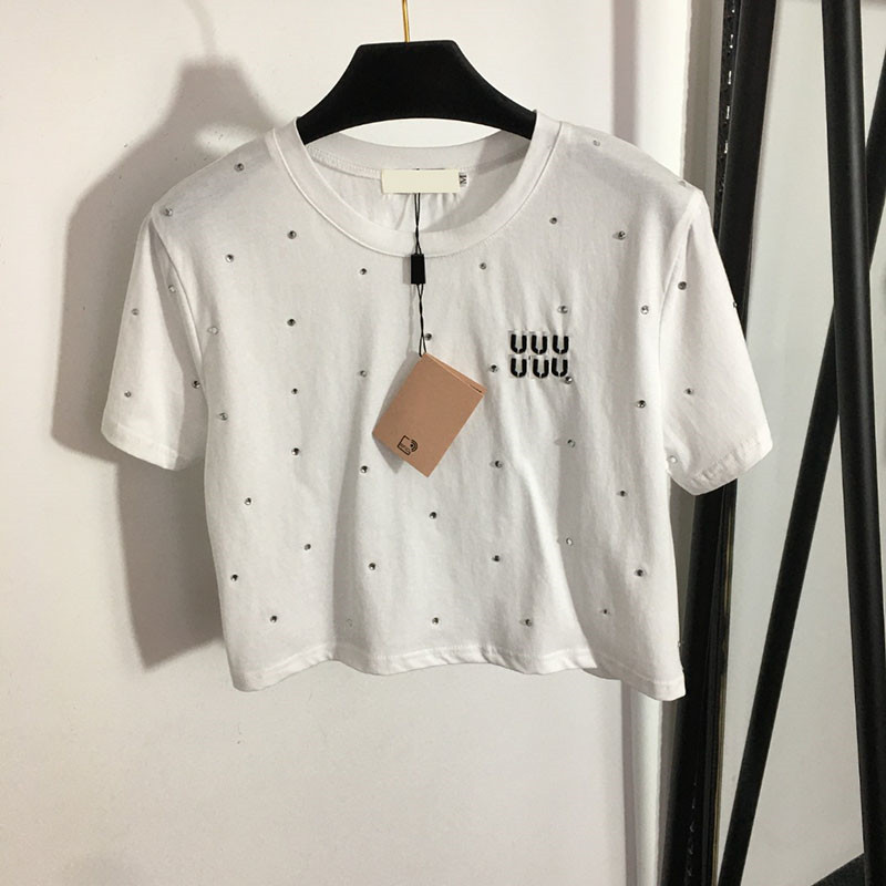 

Women t Shirts Sexy Croppped Tops Rhinesone Letter Girls Ladies t Shirts Casual Summer Casual Tops, Black with label #20230923