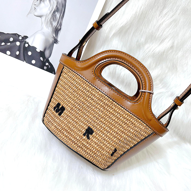 

luxurys Straw Raffias marn weave Mini bag fashion Womens mens large tropicalia micro bags Shoulder tote handbag weekender clutch Crossbody designer luggage bag, Khaki+black