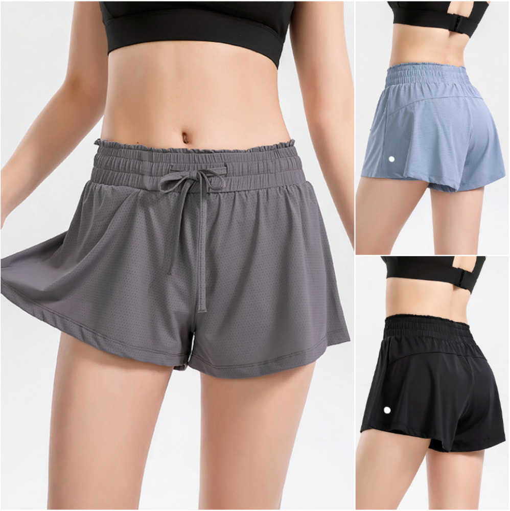 

LU-1838 Quick Dry Womens Yoga Outfit High Waist Running Shorts Exercise Fitness Adult Short Pants Girls Elastic Sportswear Prevent Breathable design 85ess, Blue