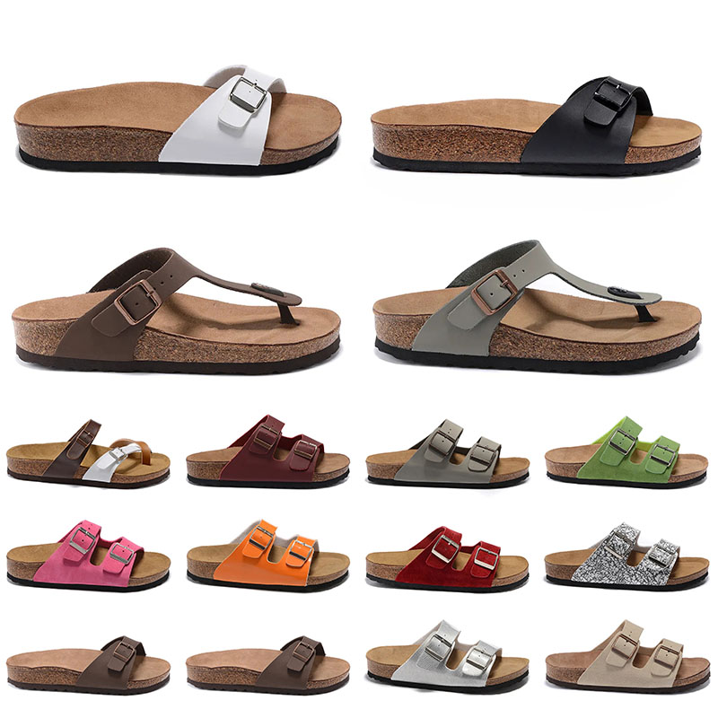 

2023 wholesale hot new Birke summer Slippers Luxury Designer outdoor Clogs Slippers black whit blue Grey Brown leather mens womens Platform buckle strap Flip Slops, 39