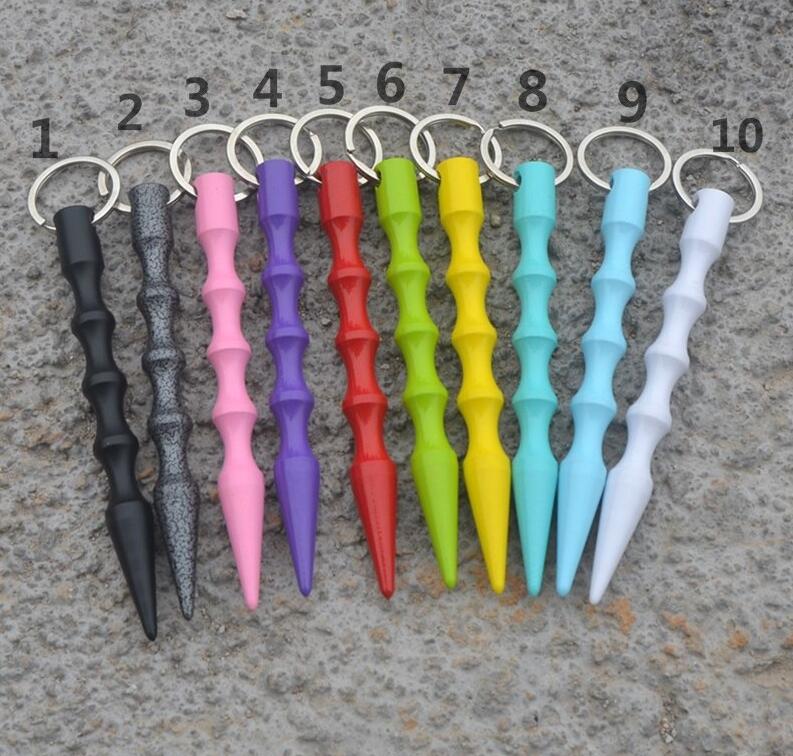 

19 Colors candy color Mini Self-Defense Stick Keychain Solid Aluminum Women Self Defense Keychains Broken Window Escape Sticks