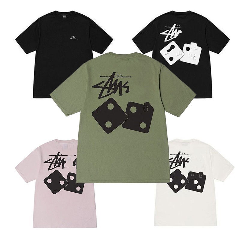 

European and American tide brand designer dice T-shirt summer men's fashion clothesknkbn, White