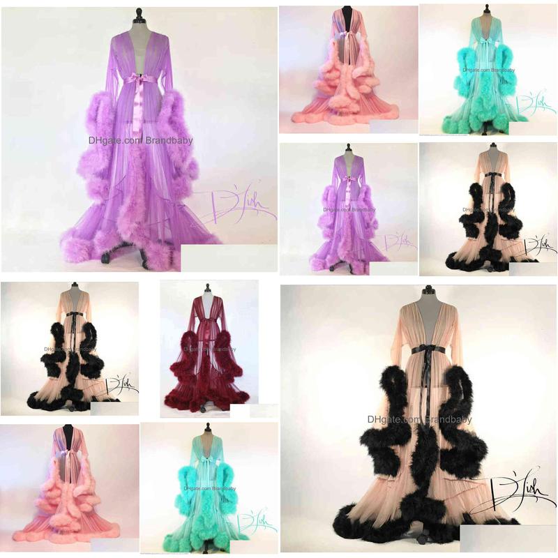 dress y women tulle maxi dress maternity feathers long sleeve dress for photography props summer beach front split clothing