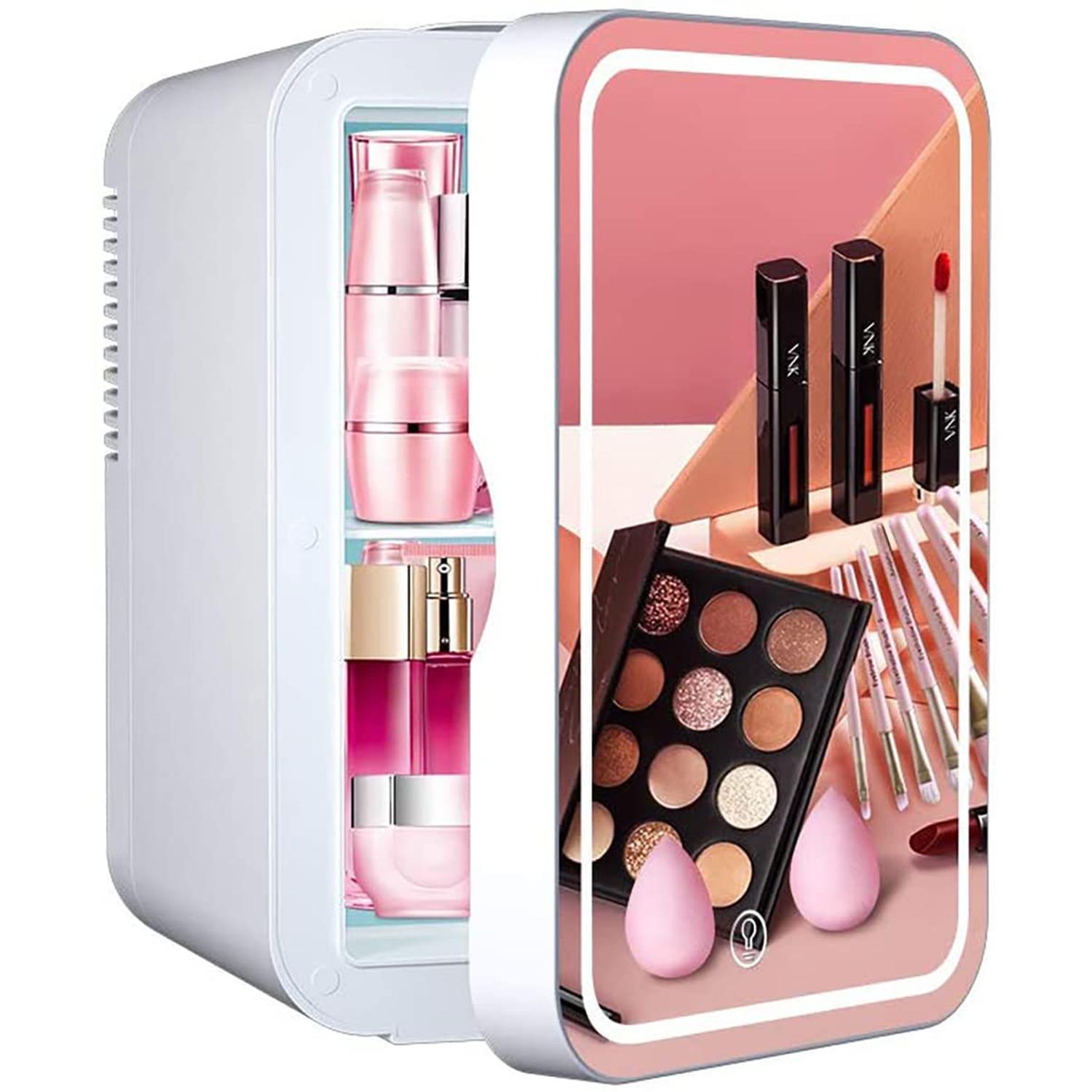 

Refrigerators High Quality 8L Mini Makeup Fridge with LED Light Mirror Portable Skincare Preservation Beauty Refrigerator for Car Home Use