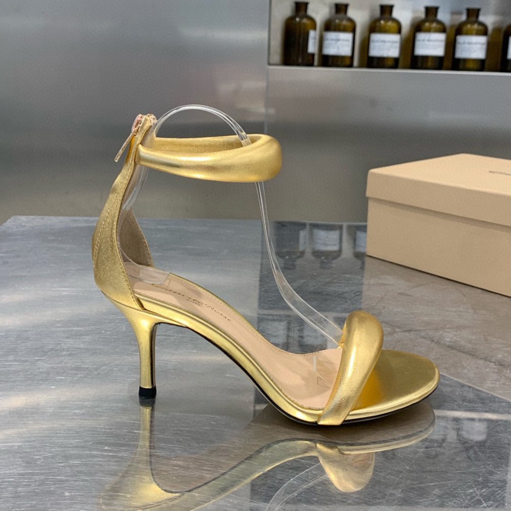 

7cm stiletto Heels Sandals Gianvito Rossi Kitten Heel Sandals Dress shoes heel for women luxury designer Sandals dermis Rear zipper footwear Factory Footwear, Gold