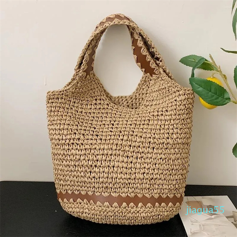 

Evening Bags Summer Hand-woven Handbag Casual Shoulder Bag Fashion Portable For Holiday Party, Beige