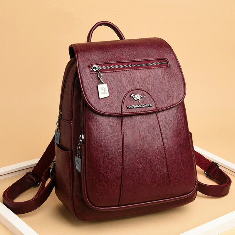 Backpack Women Backpacks Female Shoulder Bag Sac a Dos Casual Travel Ladies Bag Mochilas hombre School Bags PU Leather 230516
