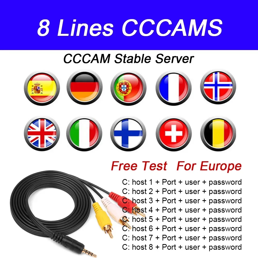 

2023 Line cccam Europa Germany oscam cline desky 6/7/8 European used in DVB - s s2 Poland, Portugal, Spain and stable satellite receiver antenna