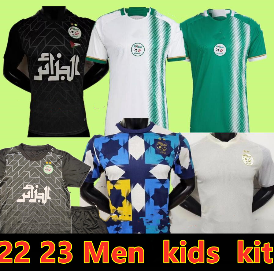 

22 23 Algeria Algerie Mens Soccer Jerseys MAHREZ FEGHOULI SLIMANI BENNACER ATAL Home White Away Green Training Wear Football Shirts Men kids 11, Yellow