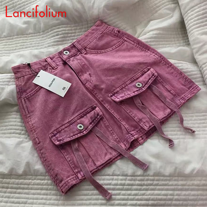 Skirts Summer Fall Denim Skirt High Waist Baggy Vintage Harajuku Distressed Y2k Kawaii Pink Bodycon Alina Mini Jeans Womens 230516