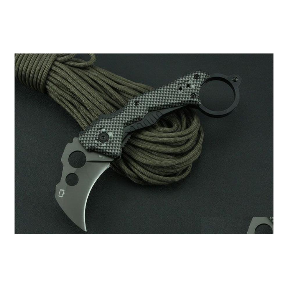 

Camping Hunting Knives Quartermaster Qtrz Karambit Qtrm5Tr Claw Tactical Folding Knife 3Cr1Ov 55Hrc Titanium Aluminum Handle Cam Sur Dhldp