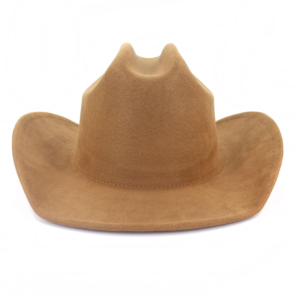 

Suede Western Cowboy Hat Men Women Vintage Gentleman Lady Jazz Cowgirl Panama Sun Cap Wide Brim Cloche Church Fedora Hats, Camel