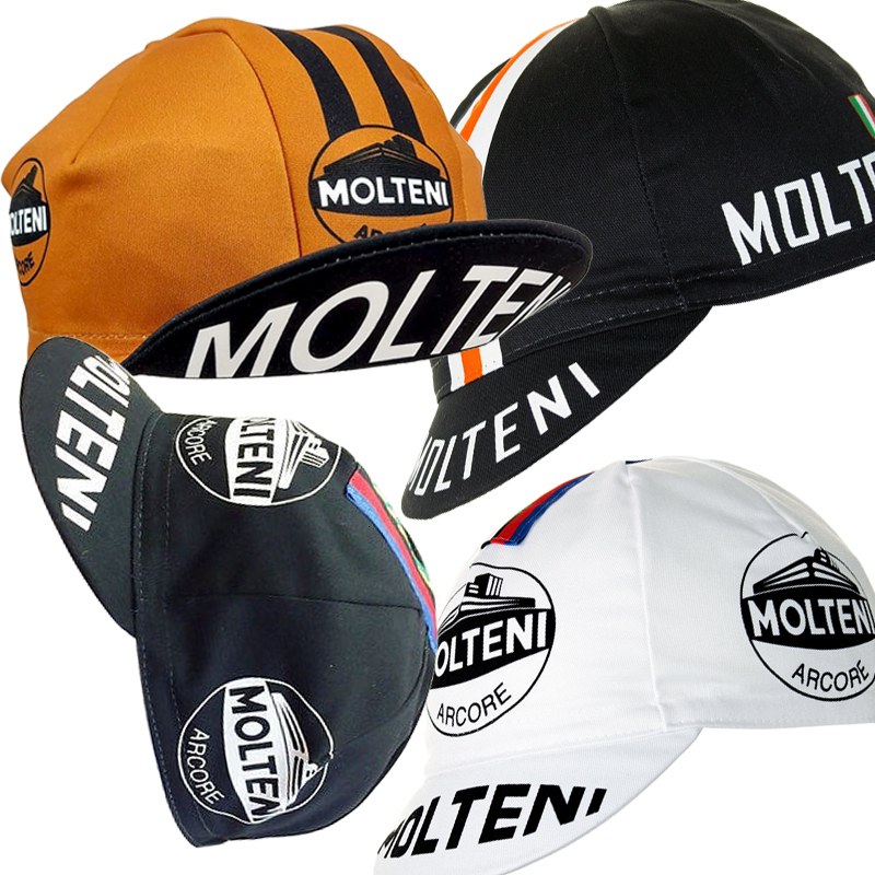

Cycling Caps Masks Retro Molteni BlackWhiteOrange Bike Hat  Fits Most 230515, White
