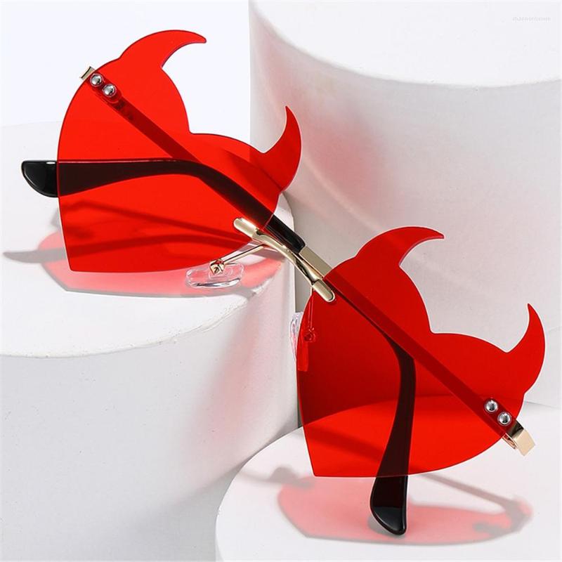 

Sunglasses Cosplay Glasses Sun Halloween Decoration Rock Horn Devil Ear Heart Shape Rimless Fashion