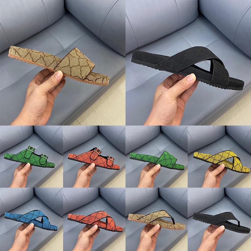 

Designer Slippers For Men Women Thong Sandals Canvas Fabric Embroidery Letters Flip Flops Woman Summer Fashion Shoes Scuff Mules Flat Slides Sliders 2023 claquette