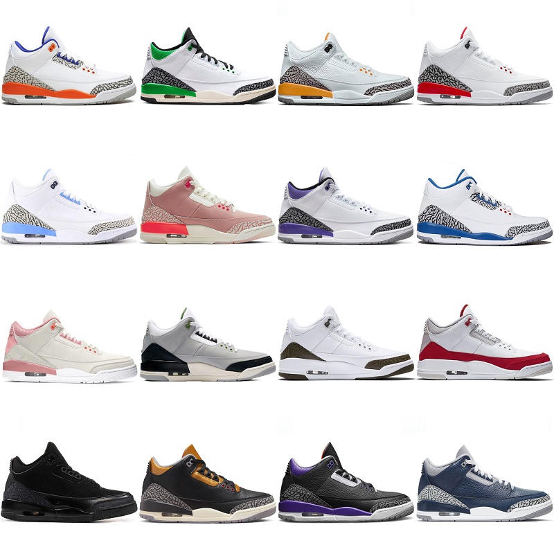 Jumpman 3 3S Basketball Chaussures Designer Hommes Baskets Vert Rouge Cardinal Iris Foncé Mousseline Napolitaine Éléphant Du Désert Noir Ciment O
