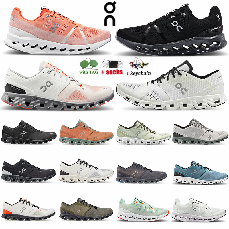 

On Cloud X 3 Running Shoes CloudTec Tech Designer Sneakers Cloudsurfer Triple Black Creek Frost White Olive oncloud Mens Utility Road Training Womens Trainers 36-47