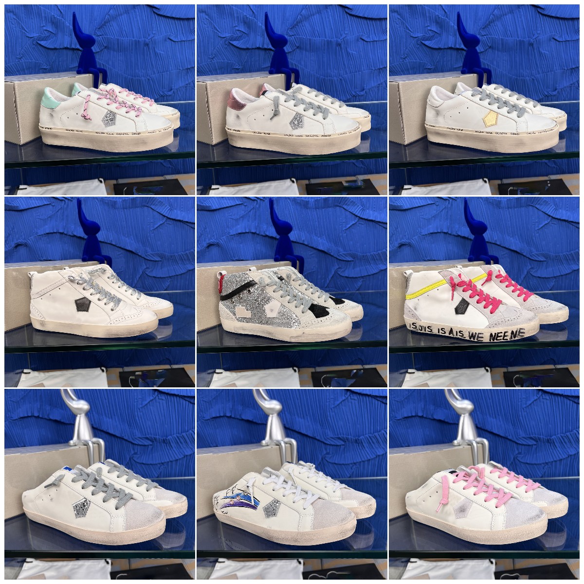 

Designer Sneakers Dirty Sneaker Men Women Lace-Up Trainers Flat Drees Superstar Sequin Classi Shoes Size 35-45, Colour 9