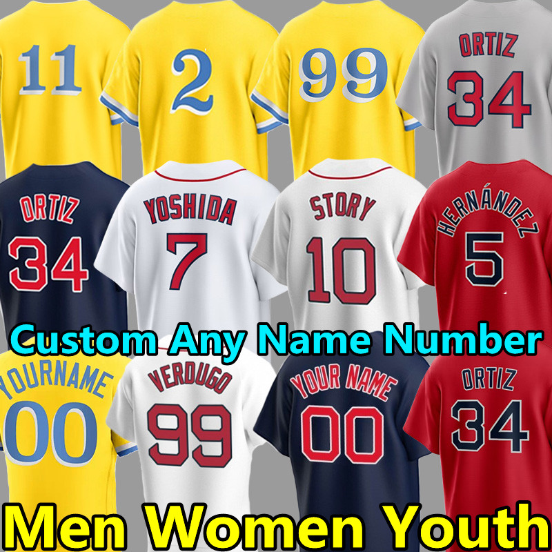 

11 Rafael Devers Baseball Jerseys 7 Yoshida Masataka 10 Trevor Story Justin Turner David Ortiz Chris Sale Enrique Hernandez Alex Verdugo Adam Duvall Yu Chang jersey, Youth color 5