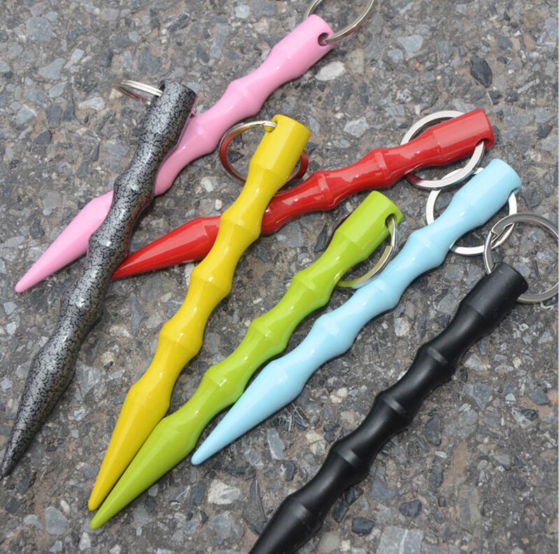 

19 Colors candy color Mini Self-Defense Stick Keychain Solid Aluminum Women Self Defense Keychains Broken Window Escape Sticks Outdoors