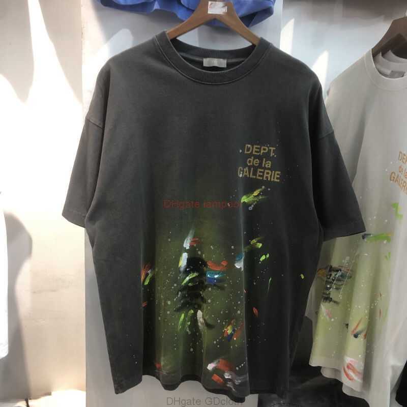 

Designer Fashion Clothing Tees Tshirt American Fashion High Street Hip-hop Galleryes Depts Splash Ink American Oversize Men's Loose Short Sleeved T-shirt Fashion, Dark gray