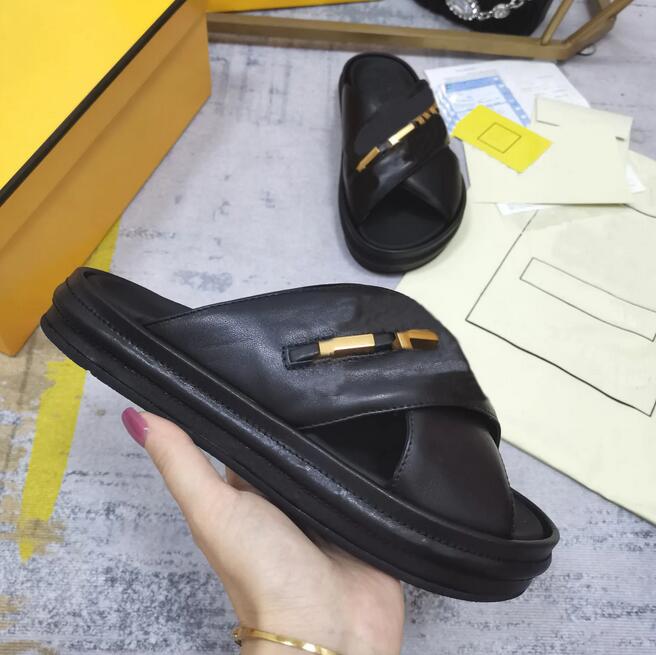 

Graphy Slippers Slides Designer Women Sandal FF Leather Slipper Pink Black Sandals Wide Cross X Letters Slide Summer Fashion Classic Shoes Top-Quality Size 35-42, Color 3
