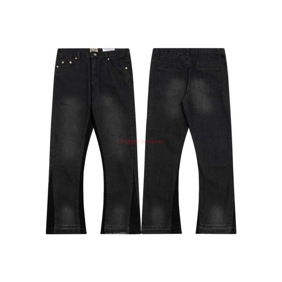 

Fashion Designer Clothing Galleries Denim Pants High Edition Galleryes Depts High Street Net Red Same Style Men's Women's Water Washing Trousers Fashion Jeans 2037, Black