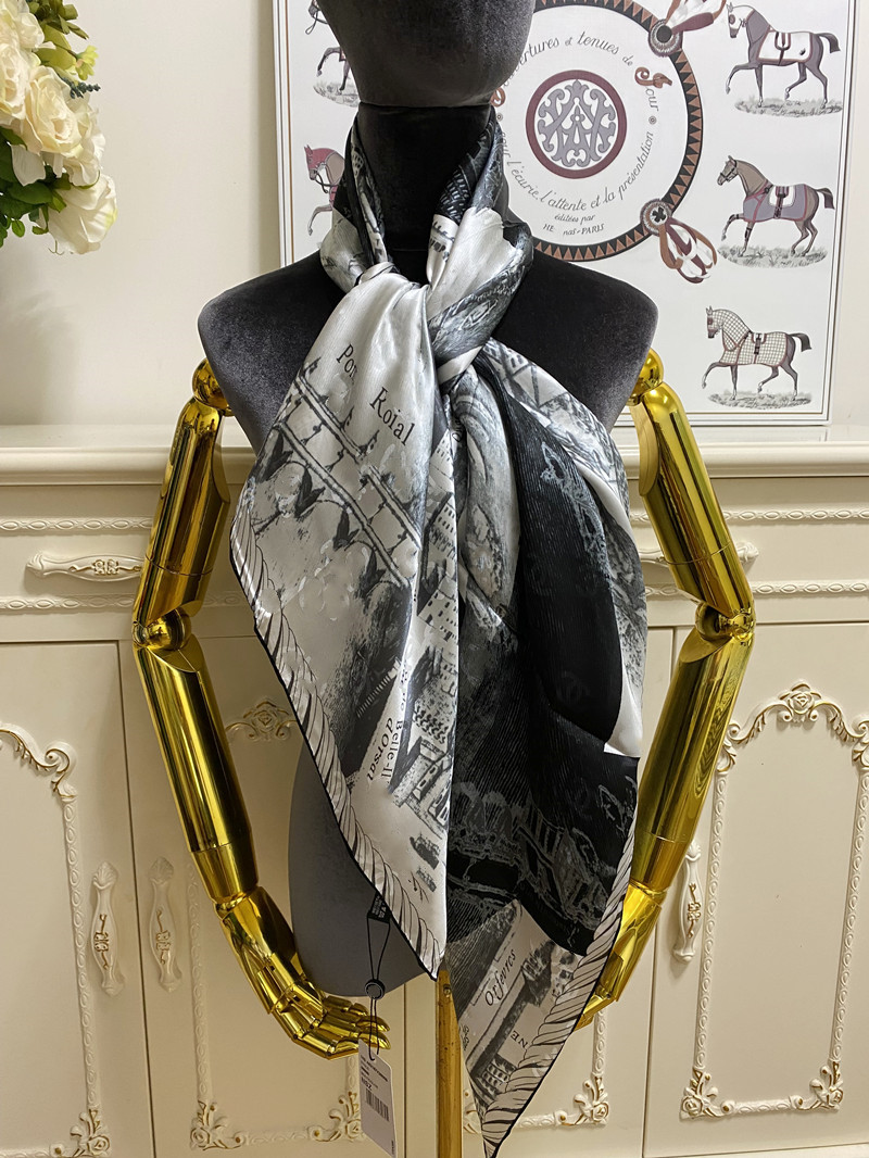 

women's square scarf scarves shawl 100% silk material gradient pint letters pattern size 110cm - 110cm