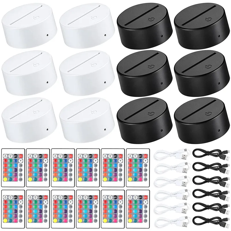 

Acrylic 3D LED Lamp Base Party Supplies Table Night Light Base 7 Color-Adjust ABS USB Remote Control Lighting Accessories Bulk Wholesale