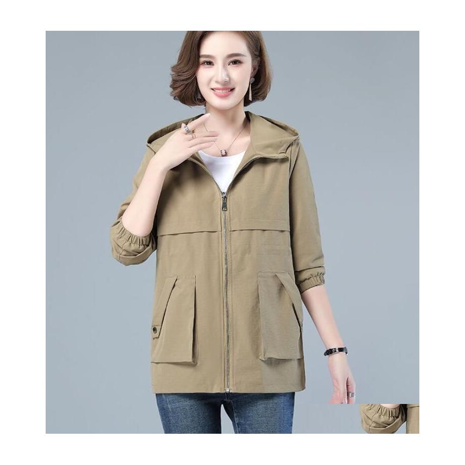 Women'S Jackets Autumn Womens Windbreakers Wild Loose Hooded Tops Fashion Casual Jacket Female Windbreaker Drop Delivery Apparel Clo Oteex