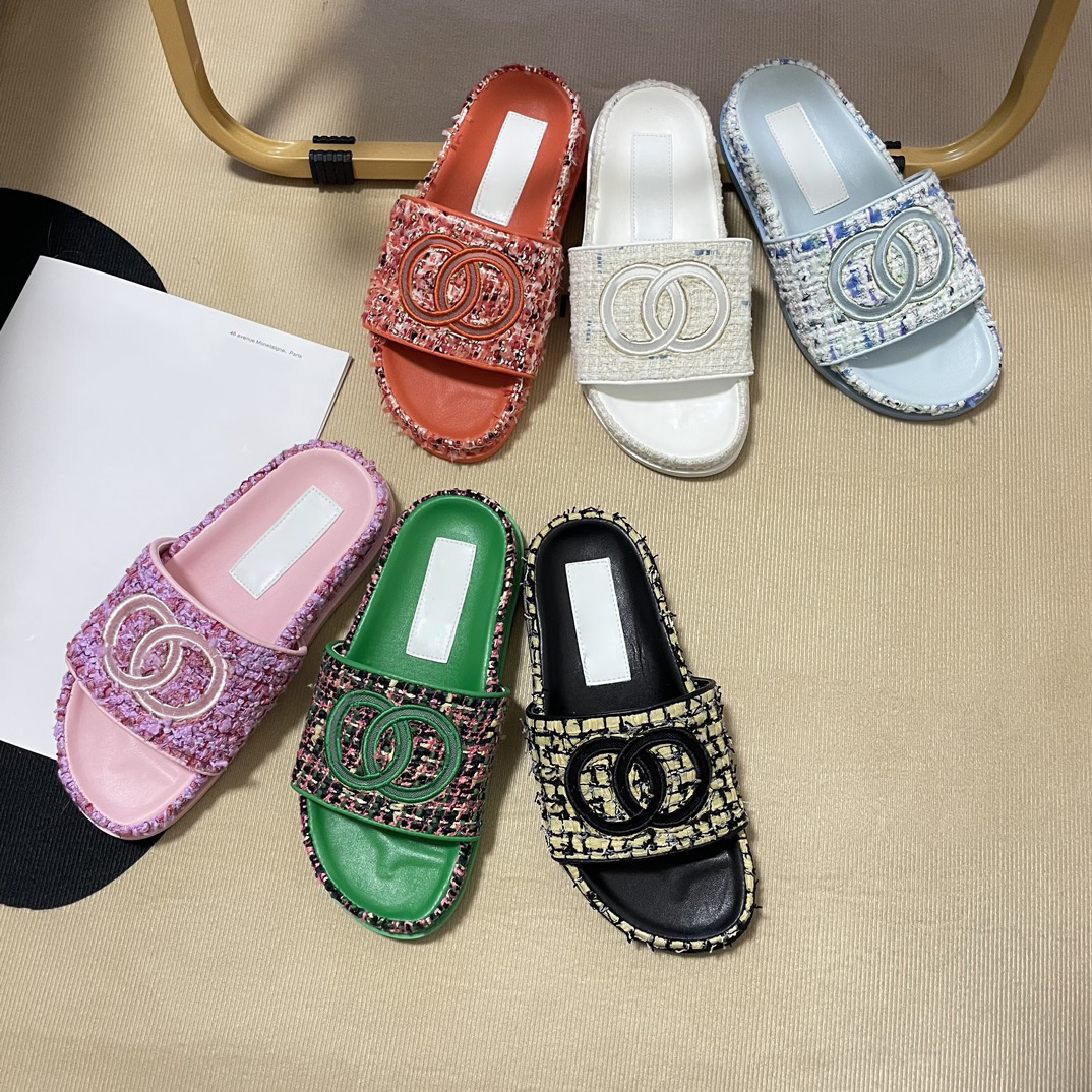 

Fashion Designer Lady Slippers Womens Flats Leather Slipper Scuffs Woman Summer Beach Slides Shoes Hotel colorful sandals, #20