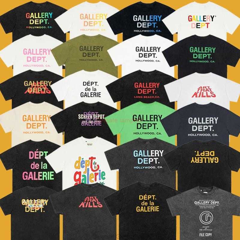 

Designer Fashion Clothing Tees Tshirt Trendy American Style Galleryes Depts Washed Old Summer Vintage Loose High Street Short SleeveT-shirt Mens Luxury Casual Tops, Basic small font gradient white