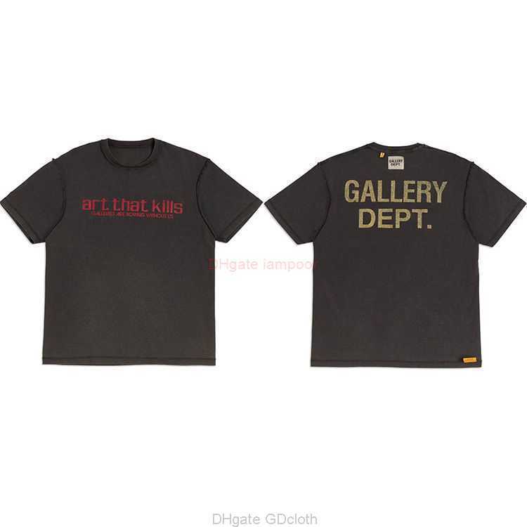

Designer Fashion Clothing Tees Tshirt Galleryes Depts High Street Washed Old Gold Stamping Letter Print Loose Reverse Round Neck Short Sleeve Tshirt Luxury Casual T, Dark brown
