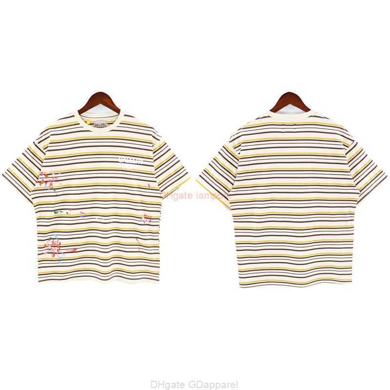 

Designer Fashion Clothing Tees Tshirt Galleryes Depts American Summer Apricot Stripes Personalized Handpainted Pattern Loose Casual Mens Womens Short Sleeve Tsh