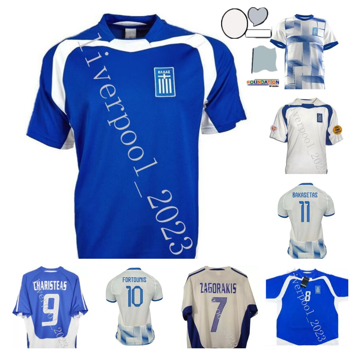

Greece soccer jerseys 23 24 national team Masouras Pavlidis Giakoumakis Bakasetas Mantalos 2004 Charisteas Tsiartas Nikolaidis Zagorakis 04 retro football shirt
