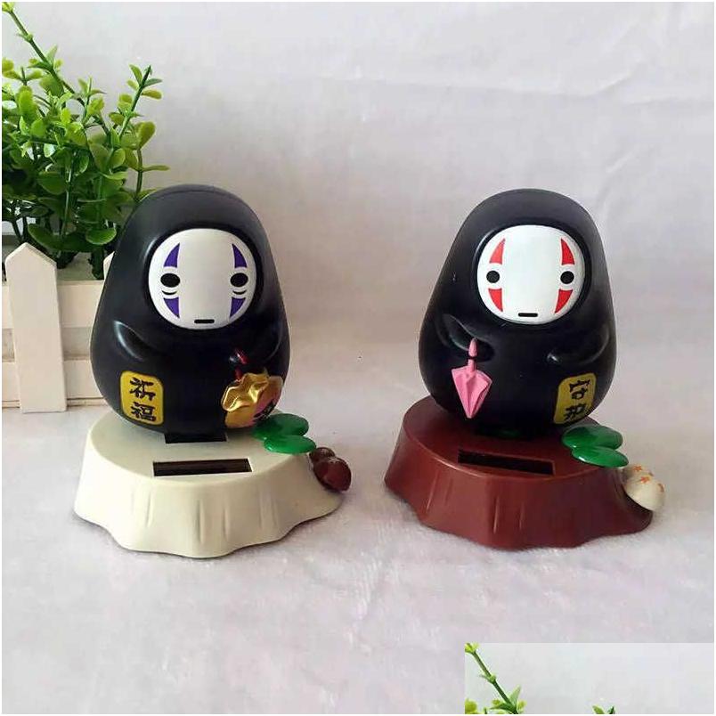 interior decorations car hanging ornaments no face man shaking head toy solar power cute figures office home auto accessories t221215