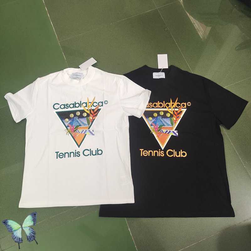 

Men' Hoodies Sweatshirts 23ss New CASABLANCA T-shirts High Quality Tennis Club Court Letter Print Short Sleeve Cotton Men Women T ShirtFWSQ