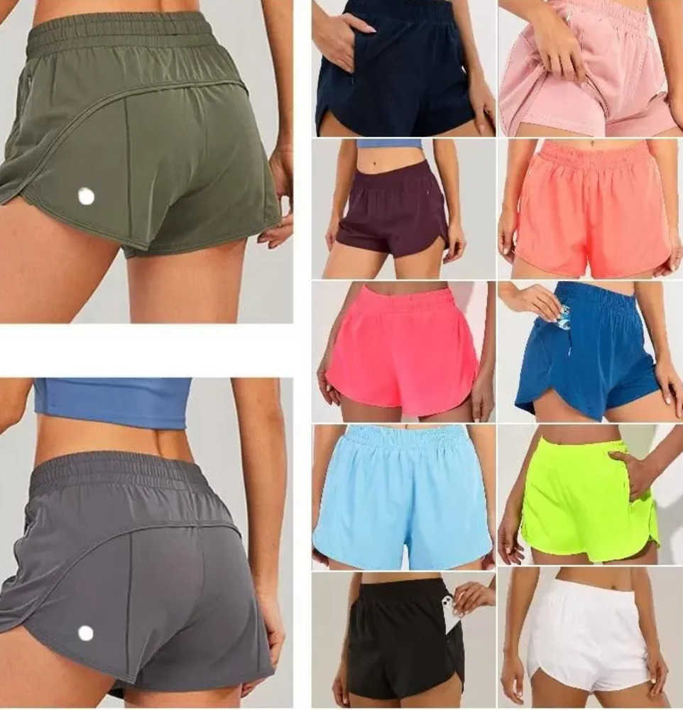 

LU yoga Short Pants Brand Womens Yoga Outfits High Waist Shorts lu-lu Exercise Fitness Wear Girls Running Elastic Adult Sportswear Breathable design 59ess, Army green